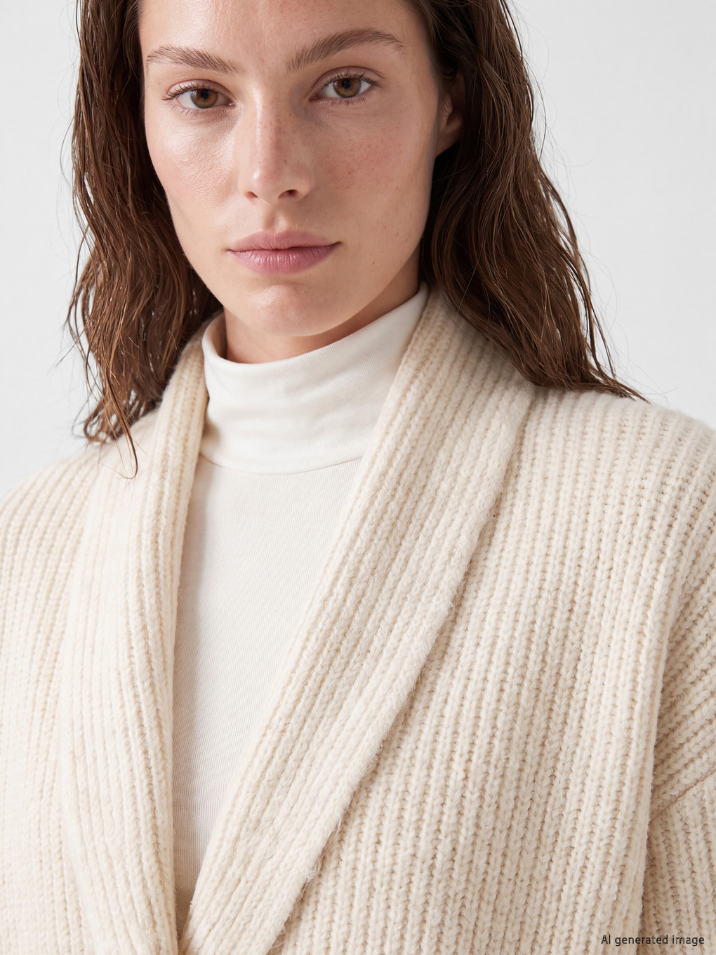 Double Breasted Collar Oversize Women's Knitwear Cardigan-2