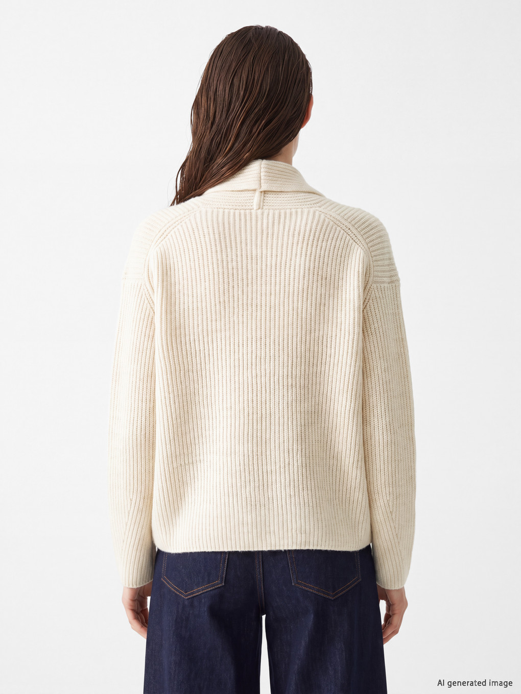 Double Breasted Collar Oversize Women's Knitwear Cardigan-3