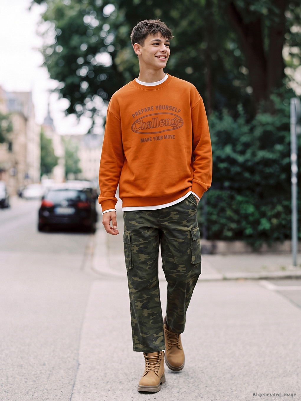 Teenage Boy Orange T-shirt-1
