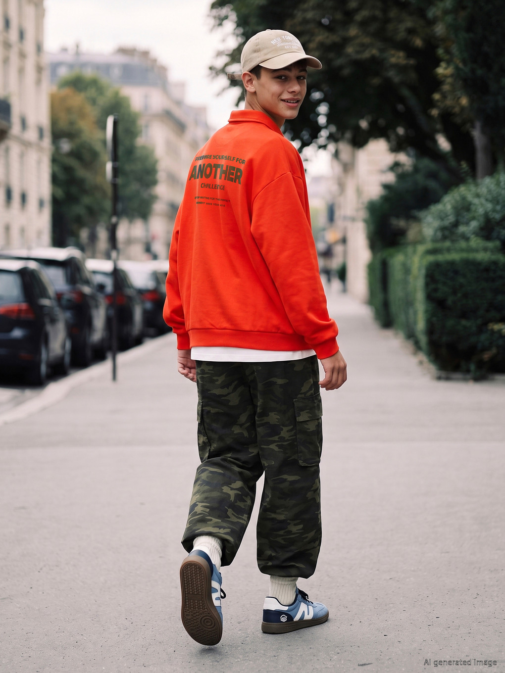 Teenage Boy Orange Sweatshirt-1