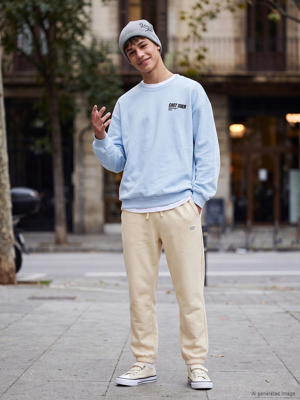 Teenage Boy Beige Jogger Sweatpants