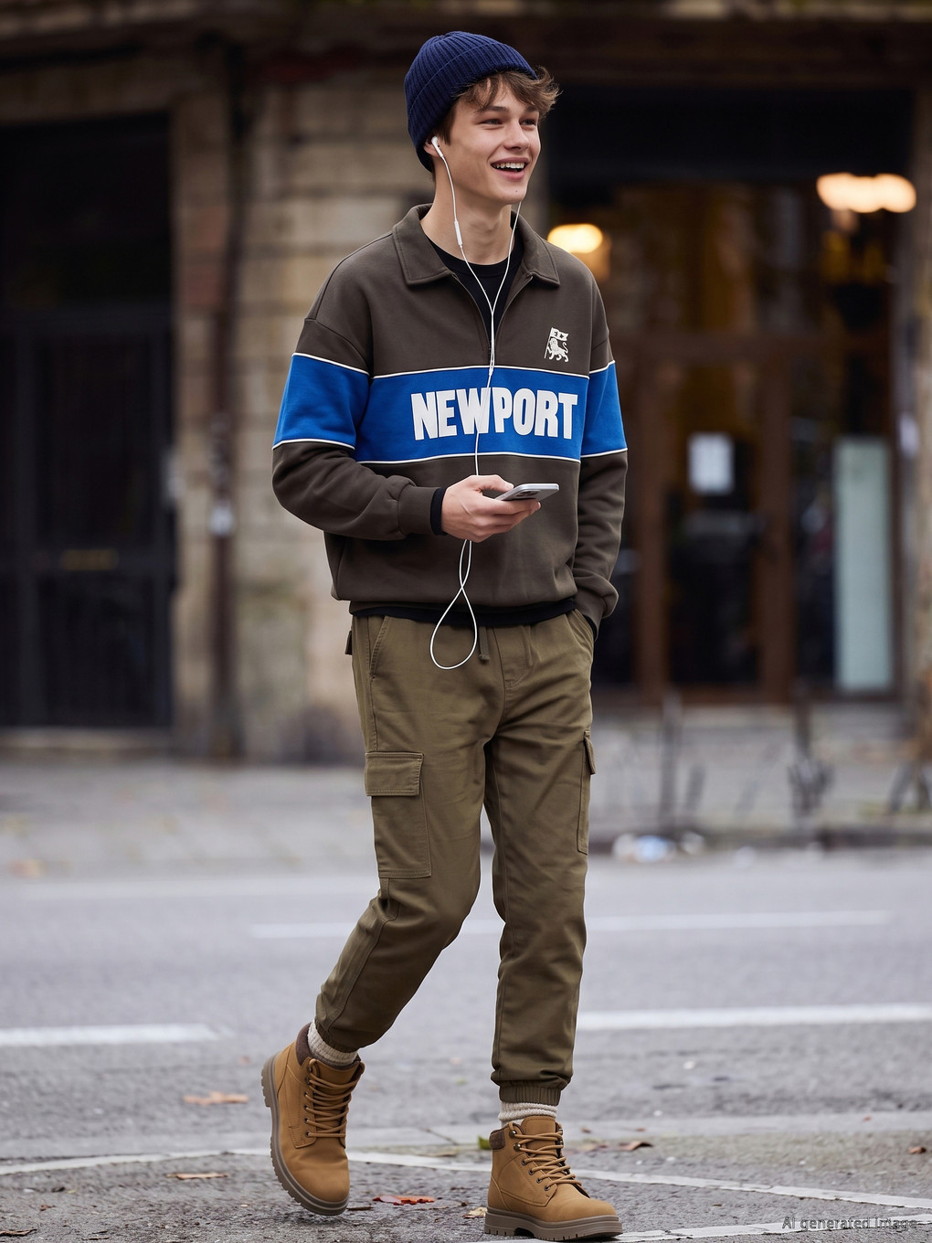 Boy Khaki Jogger Trousers-1