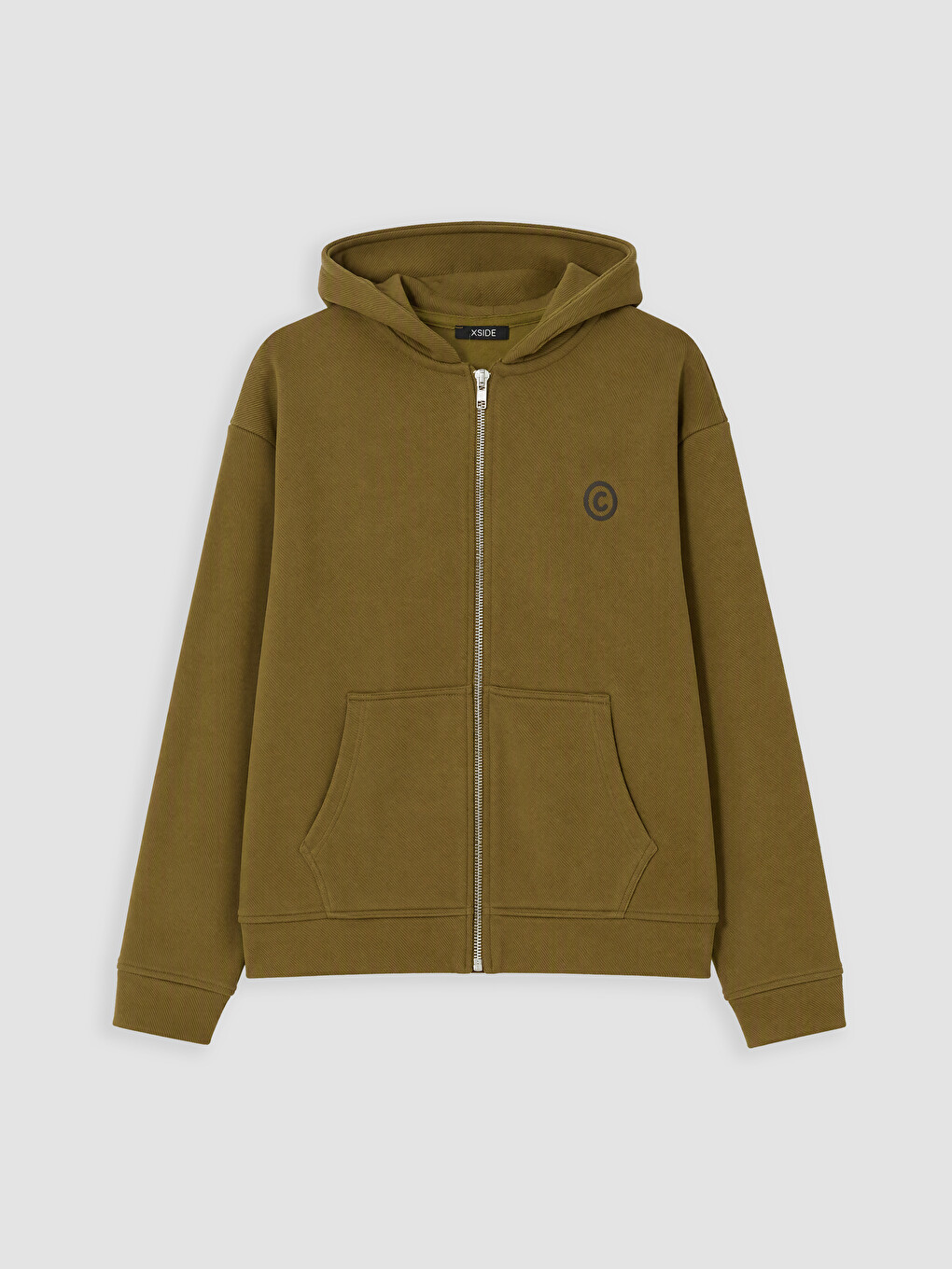 Yeşil Kapüşonlu Erkek Fermuarlı Sweatshirt