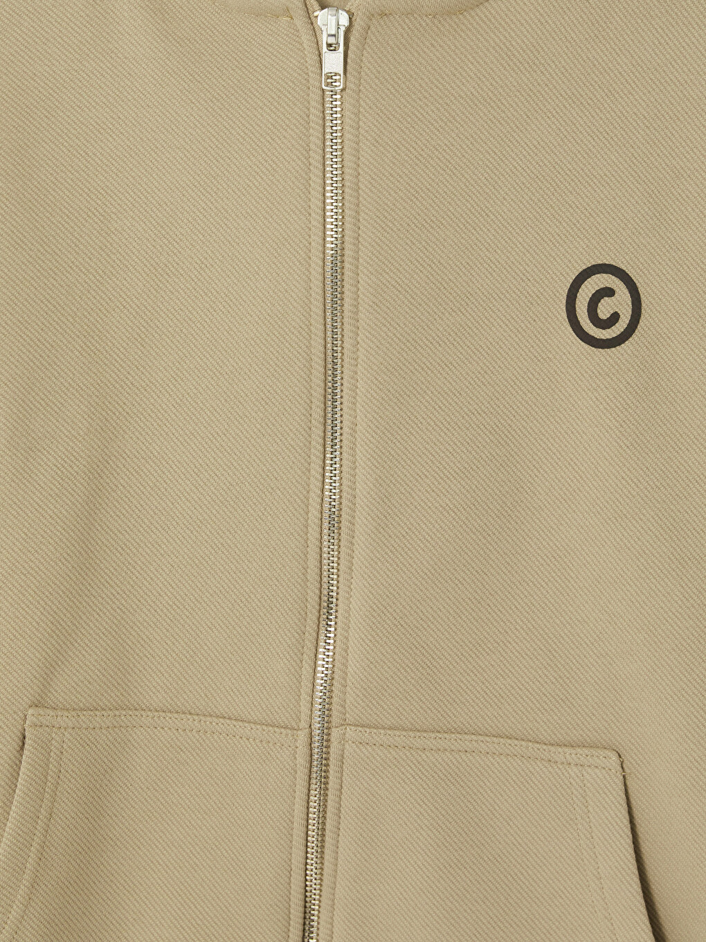 Bej Kapüşonlu Erkek Fermuarlı Sweatshirt-1