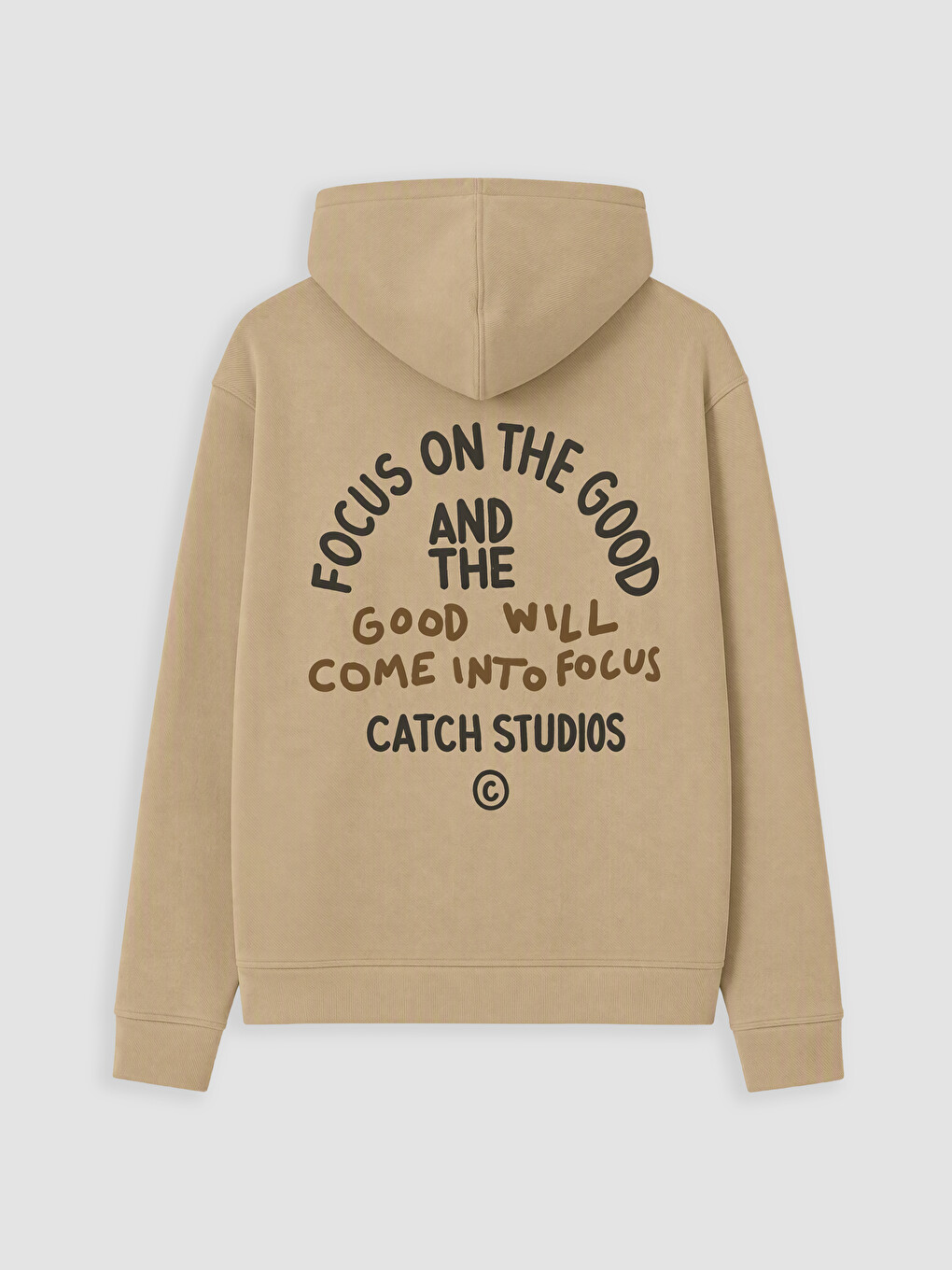 Bej Kapüşonlu Erkek Fermuarlı Sweatshirt-2