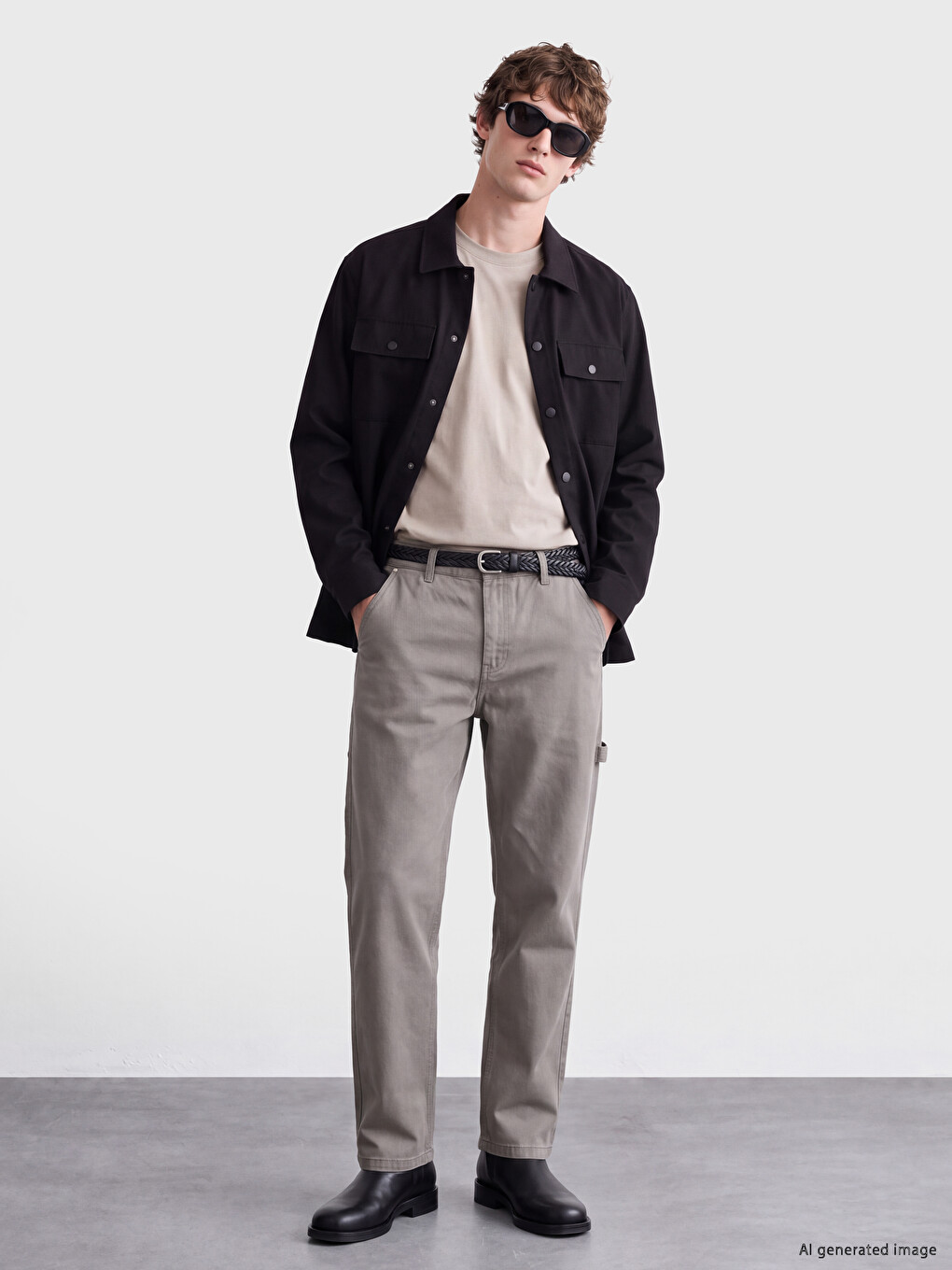 Siyah Regular Fit Erkek Gömlek-1