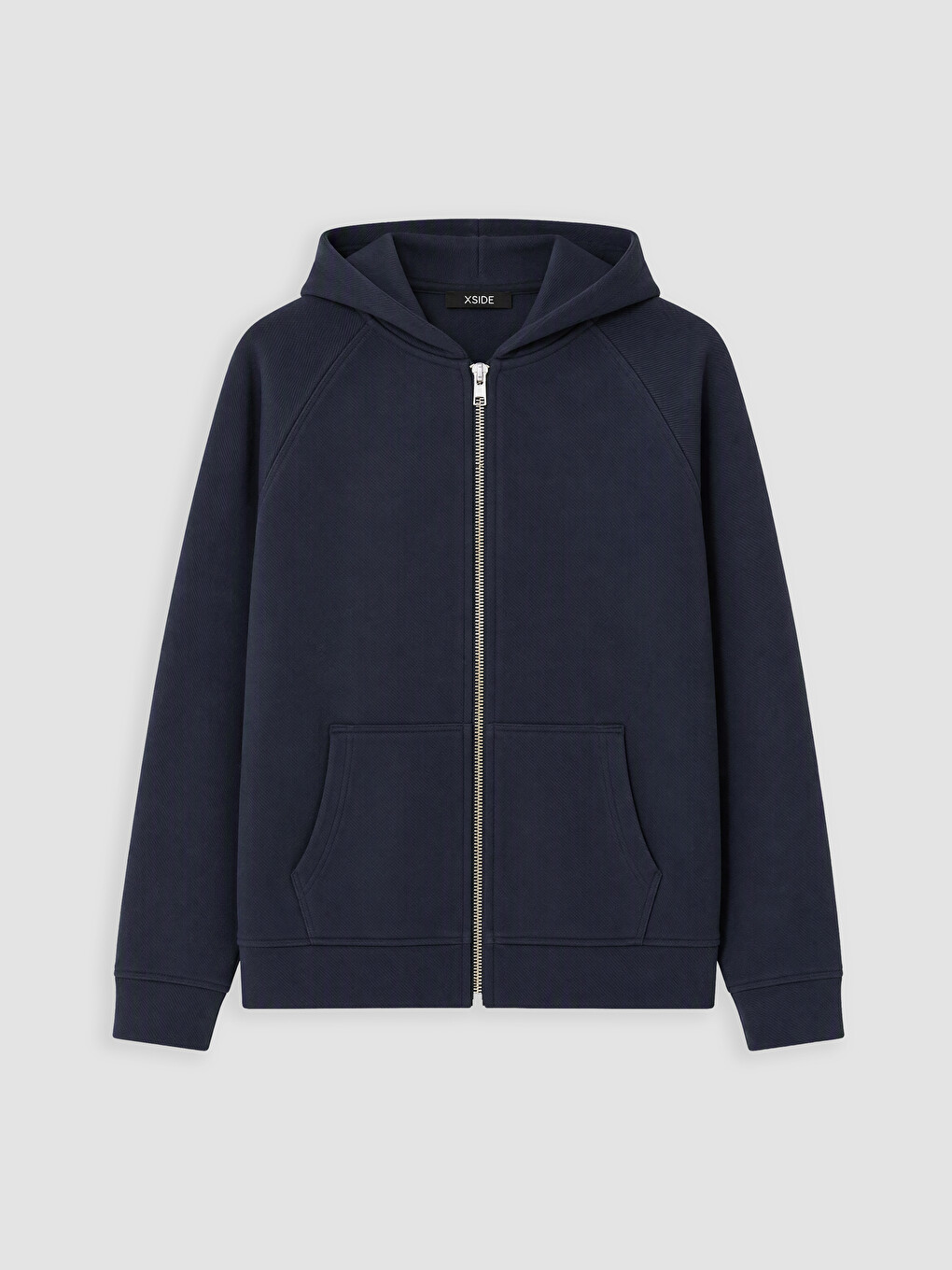 Lacivert Kapüşonlu Erkek Fermuarlı Sweatshirt