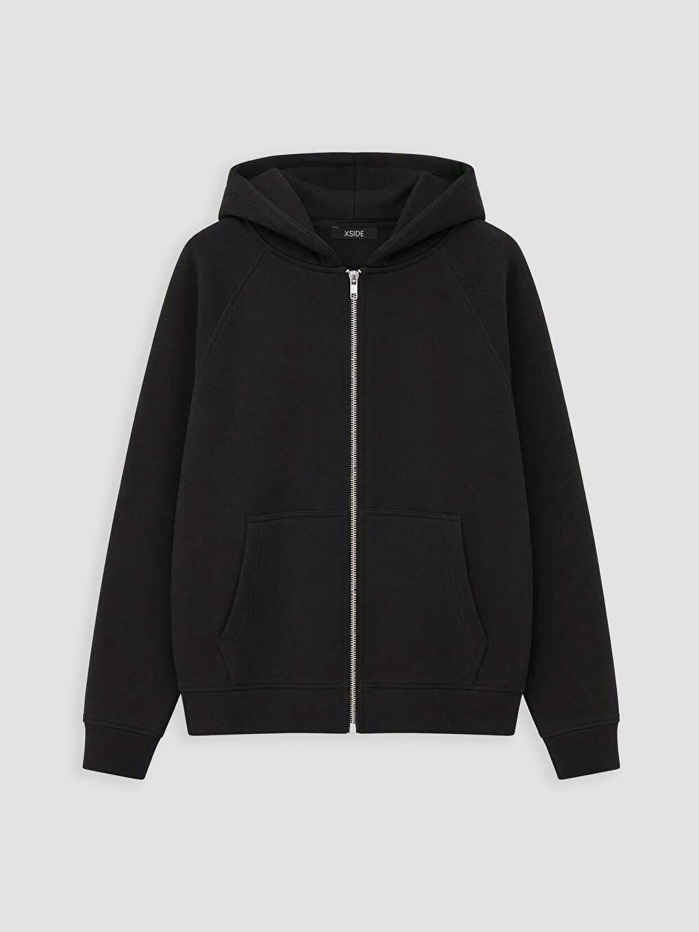 Siyah Kapüşonlu Erkek Fermuarlı Sweatshirt