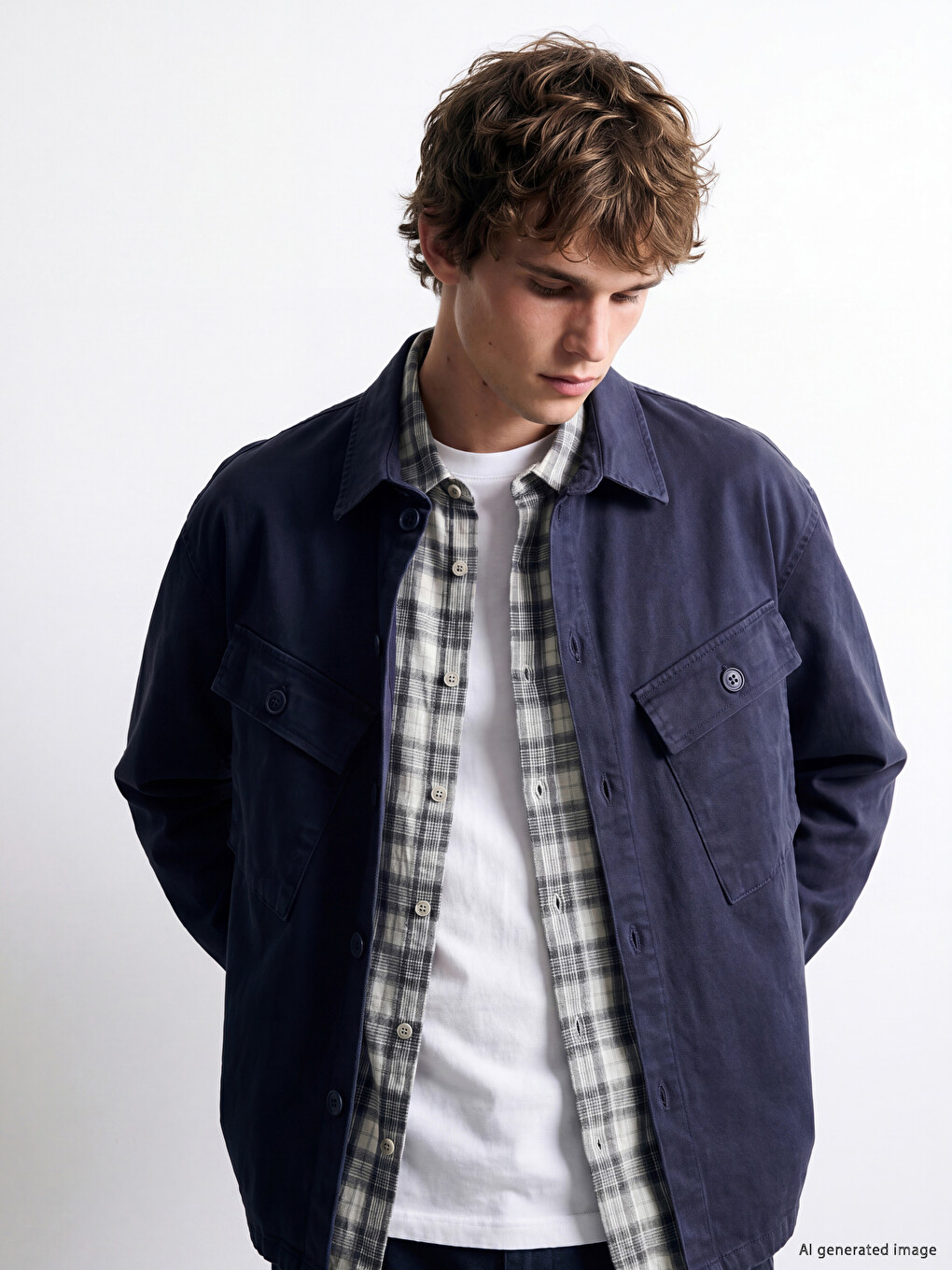 Lacivert Loose Fit Erkek Jean Ceket
