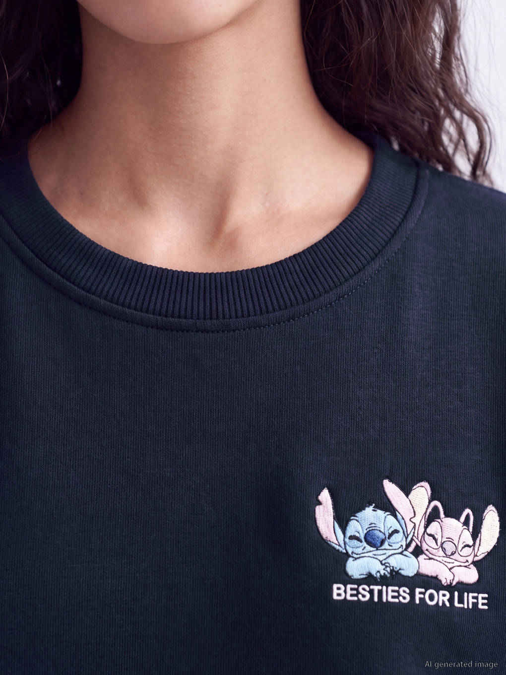 Stitch Printed Oversize Women's Thick Sweatshirt-2