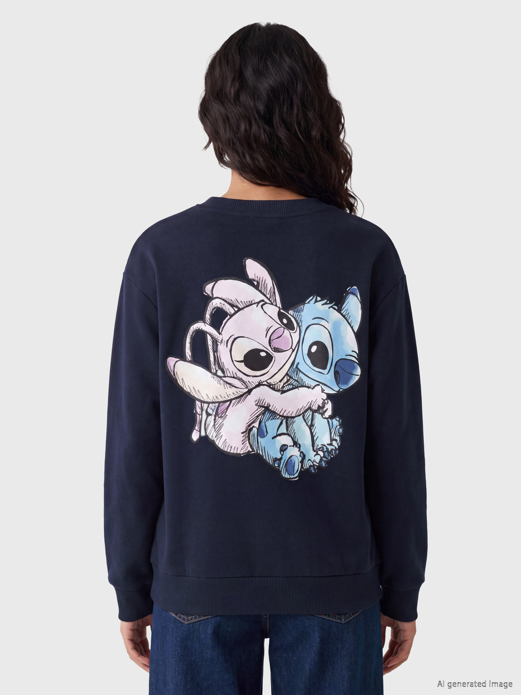 Stitch Printed Oversize Women's Thick Sweatshirt-3