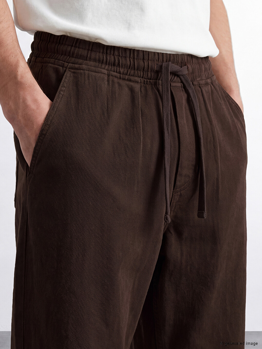 Kahverengi Beli Lastikli Erkek Jean Pantolon-2
