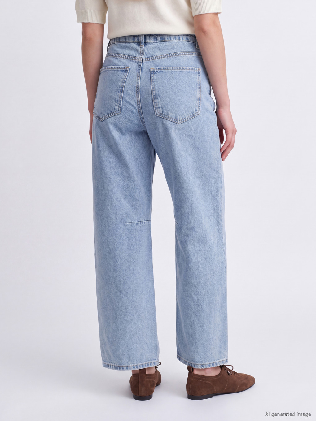 İndigo Beli Kuşaklı Barrel Jean-3