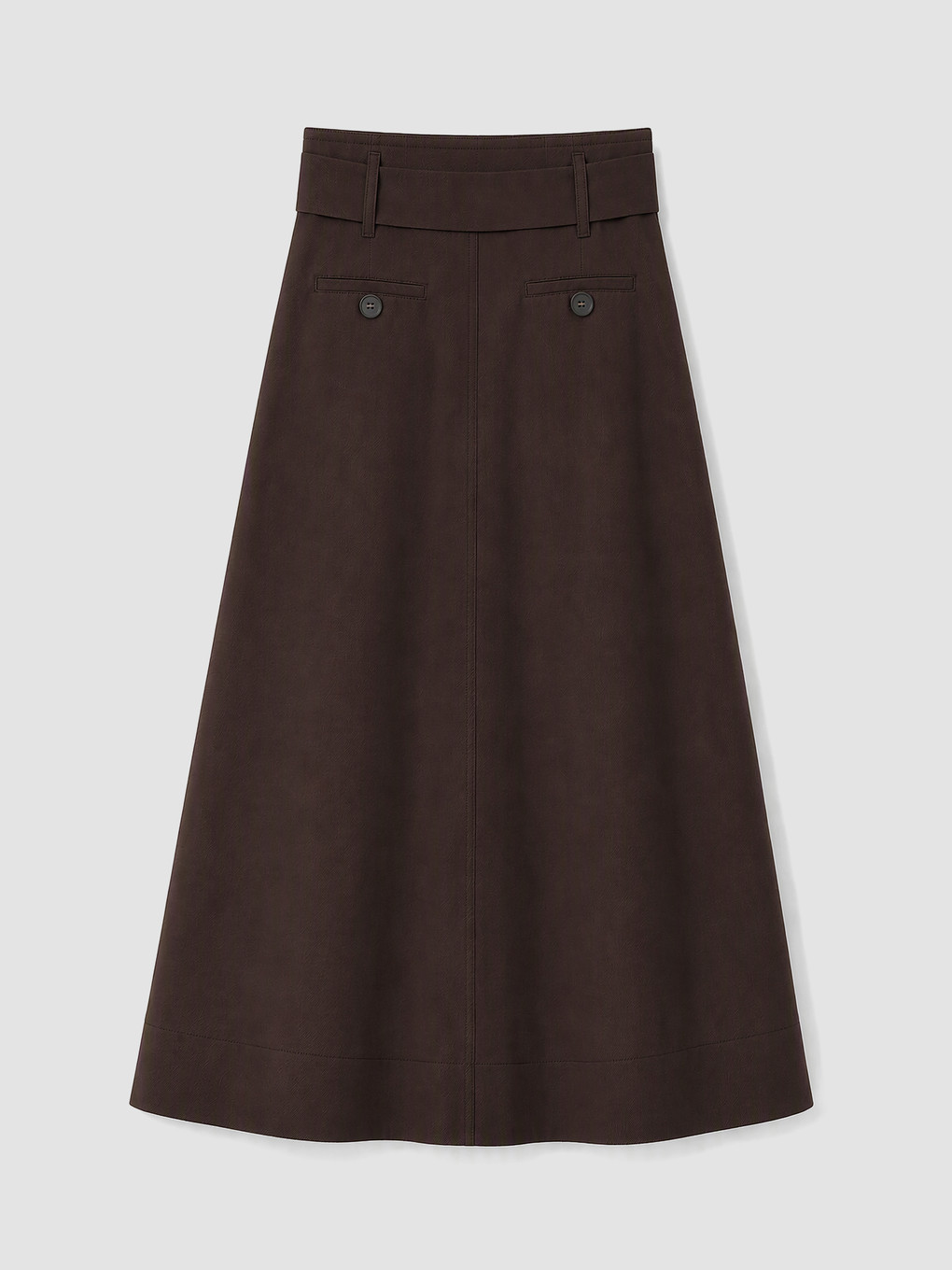 Waist Belted Poplin Flared Skirt-6