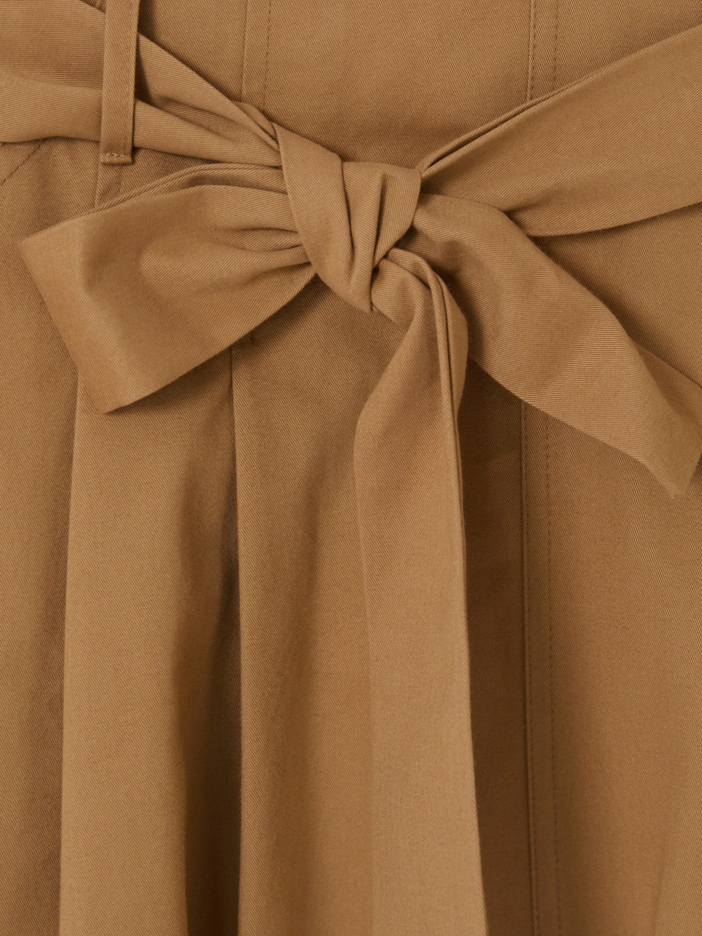 Waist Belted Poplin Flared Skirt-5