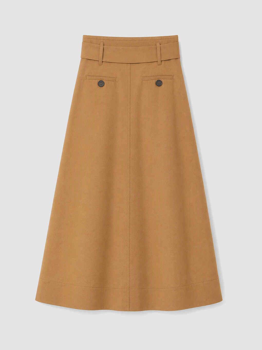Waist Belted Poplin Flared Skirt-6