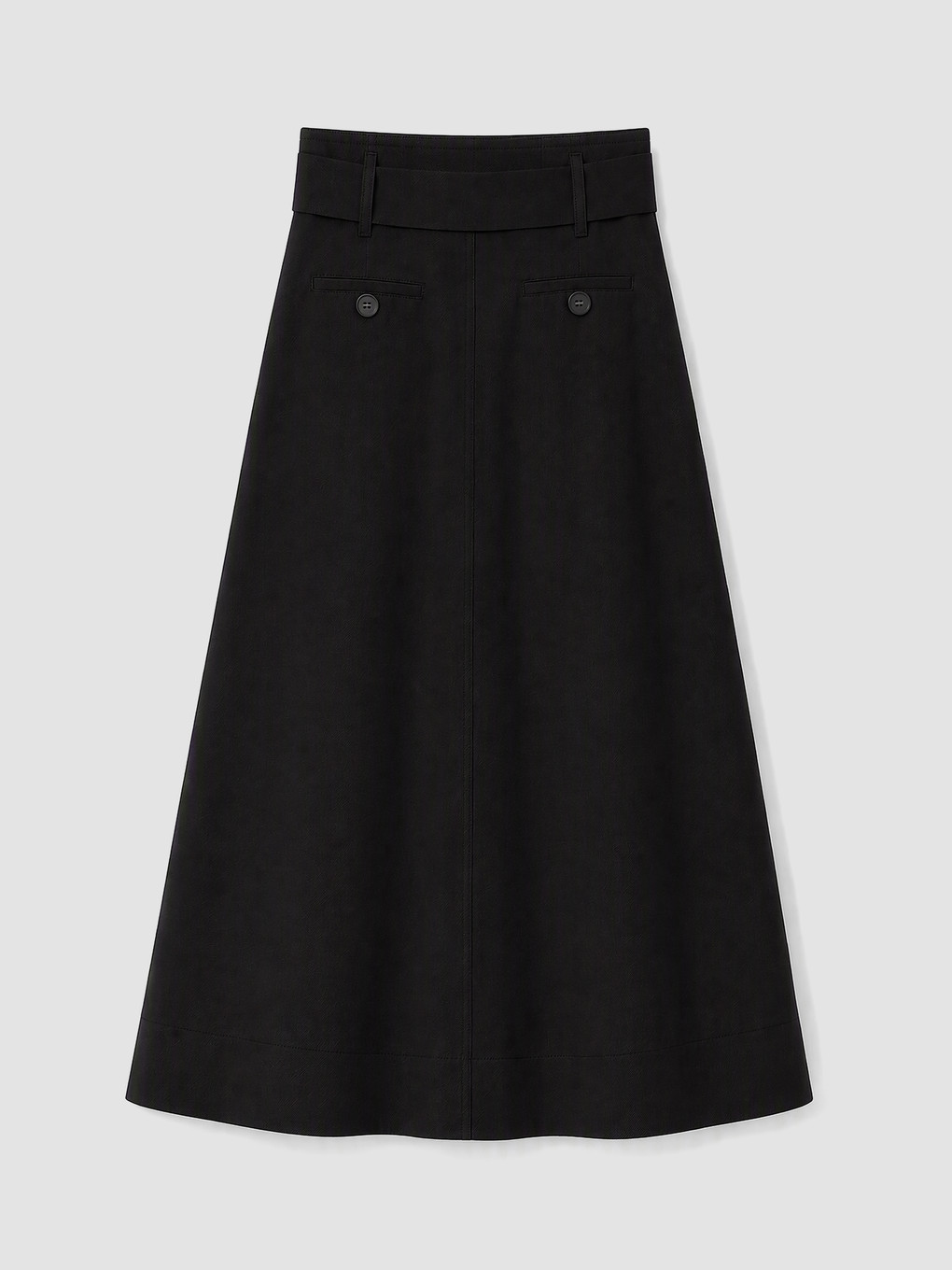 Waist Belted Poplin Flared Skirt-6