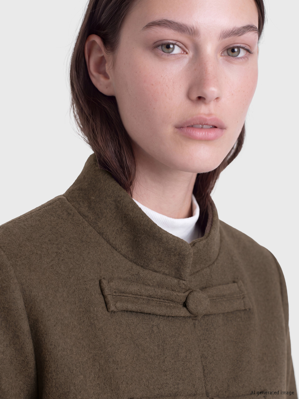 Grandad Collar Chinese Buttoned Women's Cachet Coat-2