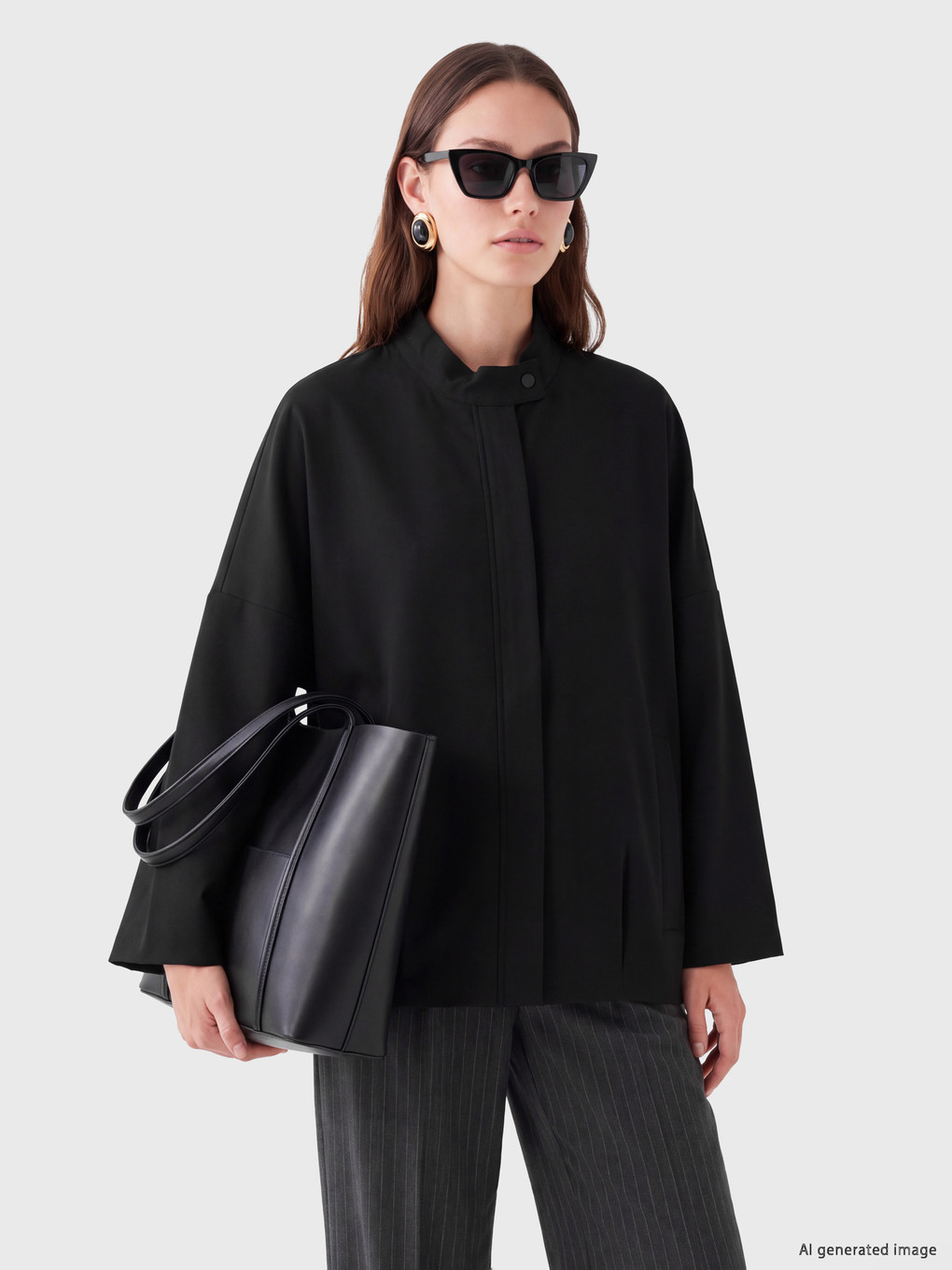  Grandad Collar Oversize Women's Raincoat