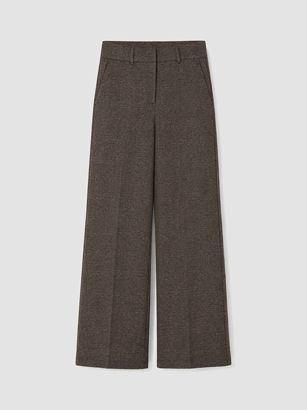 Wide Leg Plaid Women's Fabric Trousers