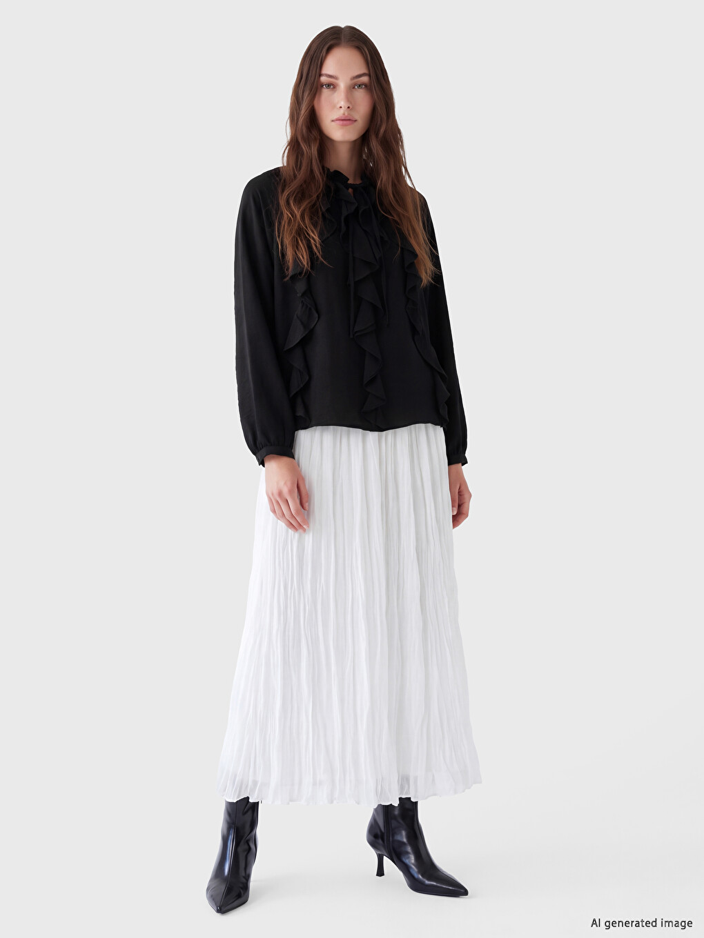 Tie Neck Ruffled Blouse-1
