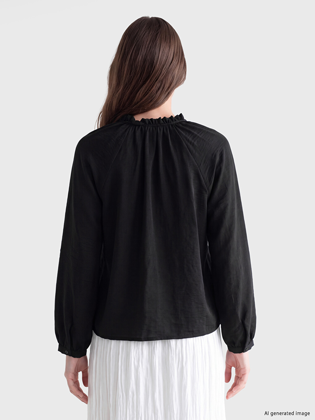 Tie Neck Ruffled Blouse-3