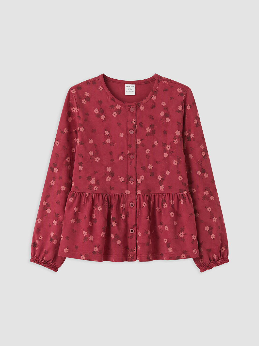 Bordo Çiçekli Kız Çocuk Gabardin Takım-1