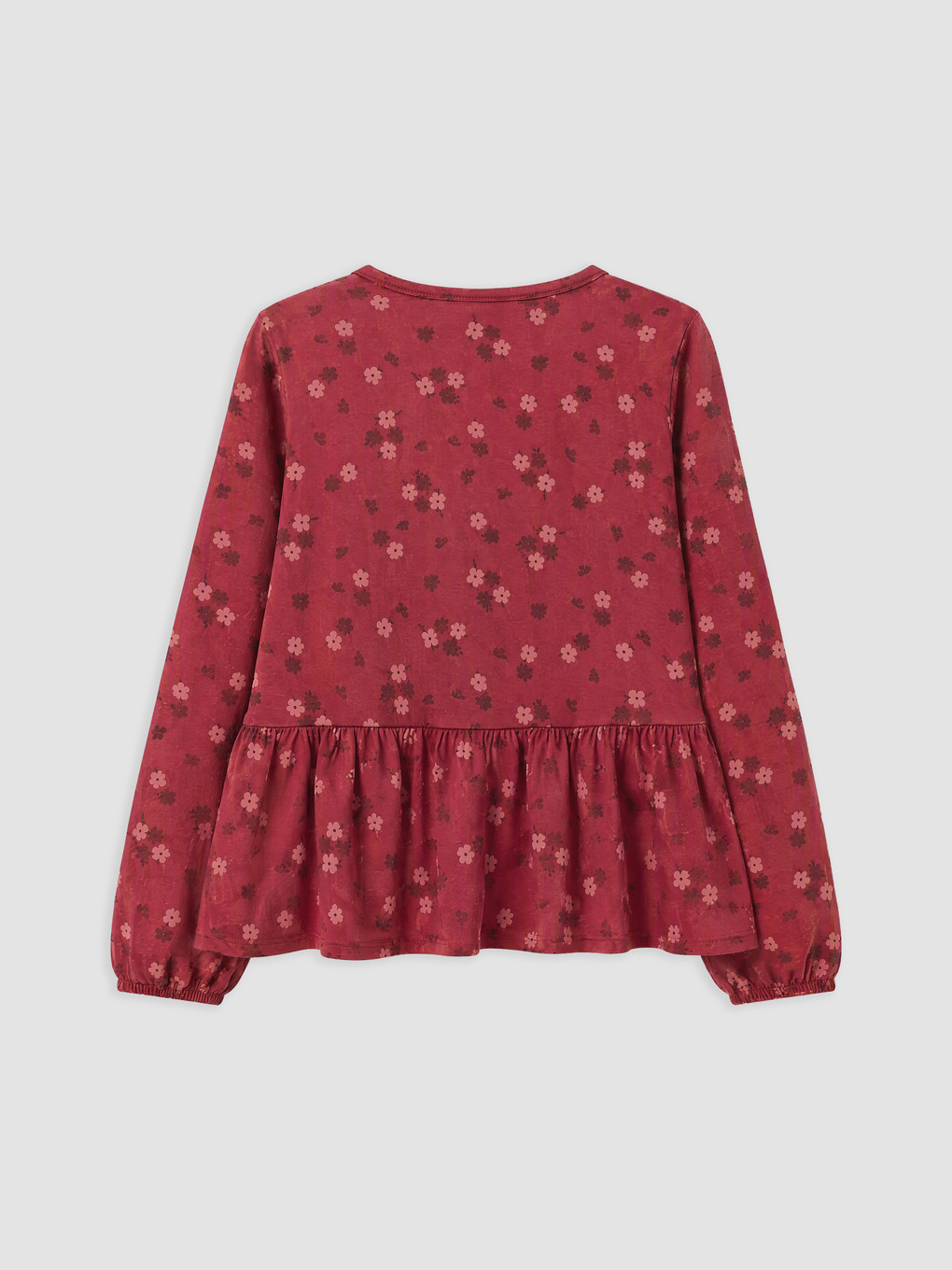 Bordo Çiçekli Kız Çocuk Gabardin Takım-3