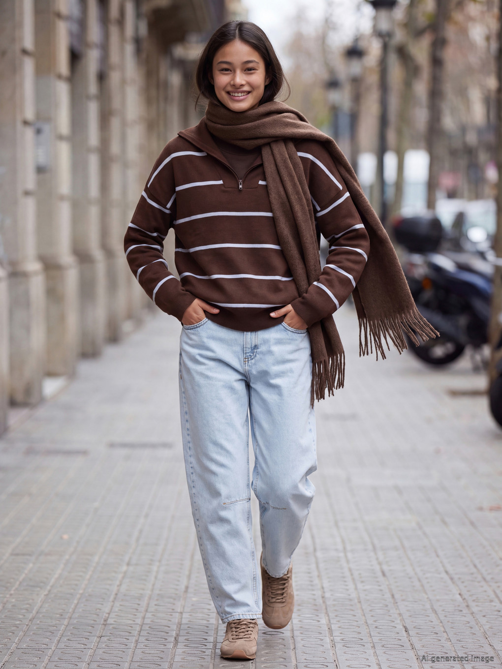 Striped Teenage Girls' Knitwear Sweater-1