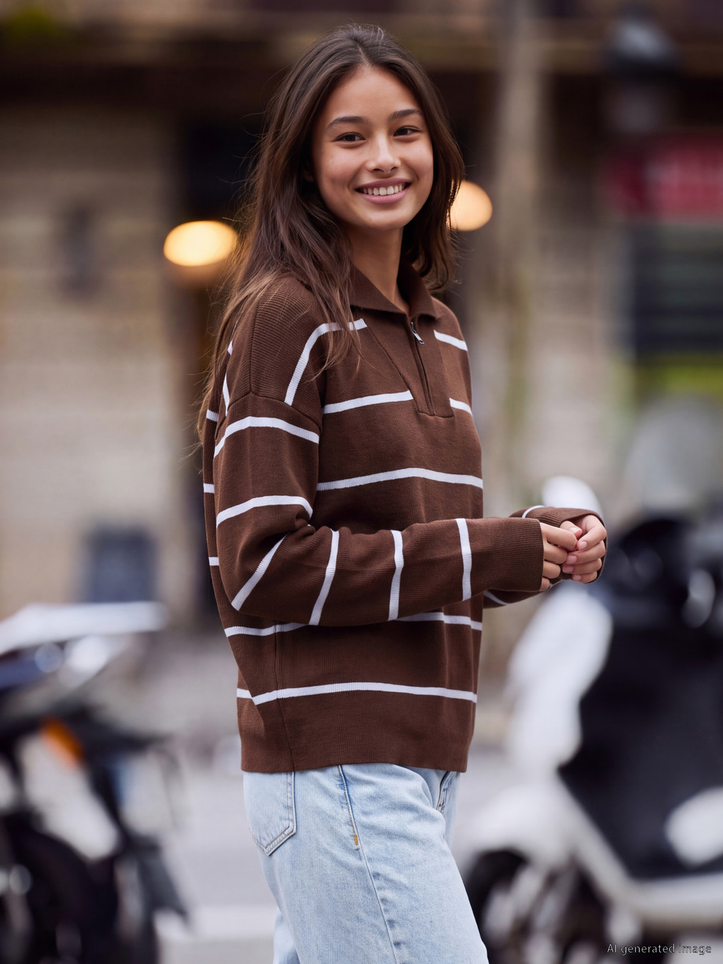 Striped Teenage Girls' Knitwear Sweater-2
