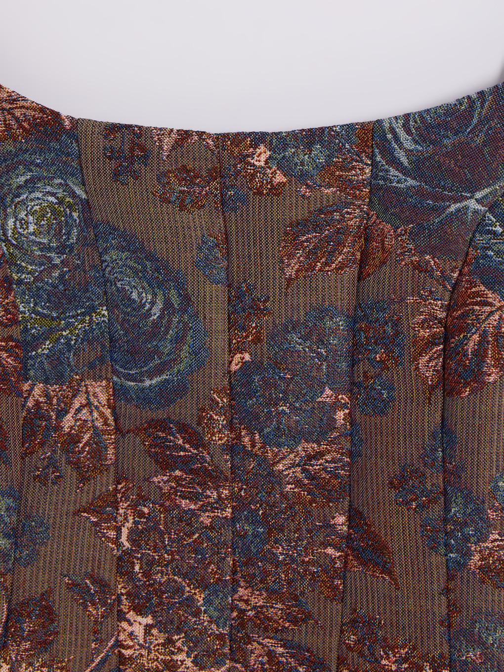 Kahverengi Çiçekli Crop Korse Bluz-2