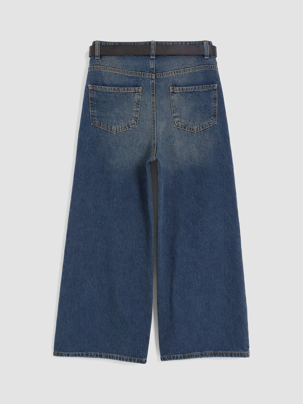 Mavi Wideleg Kız Çocuk Kemerli Jean Pantolon-2