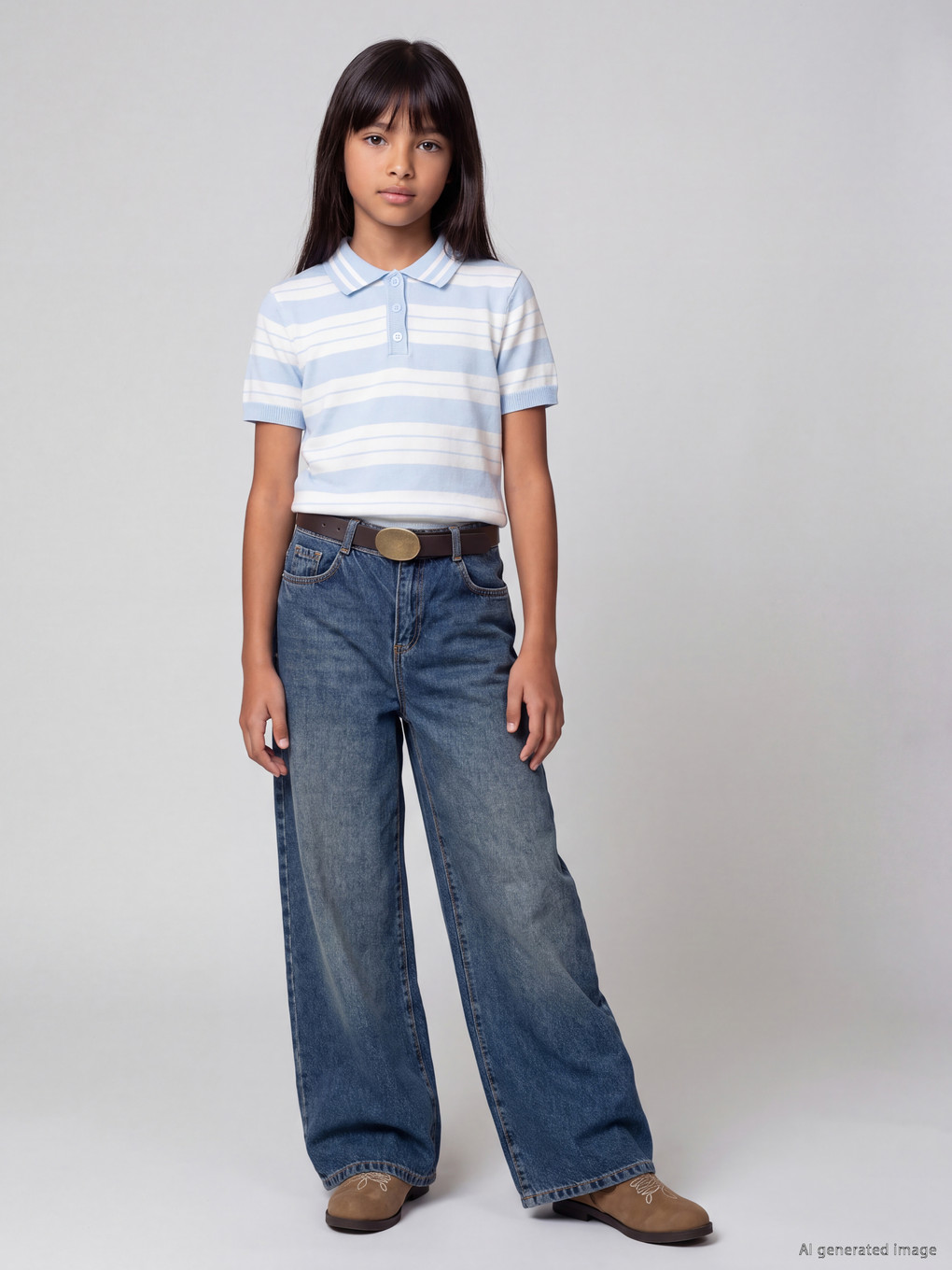 Wideleg Girls' Belted Jeans