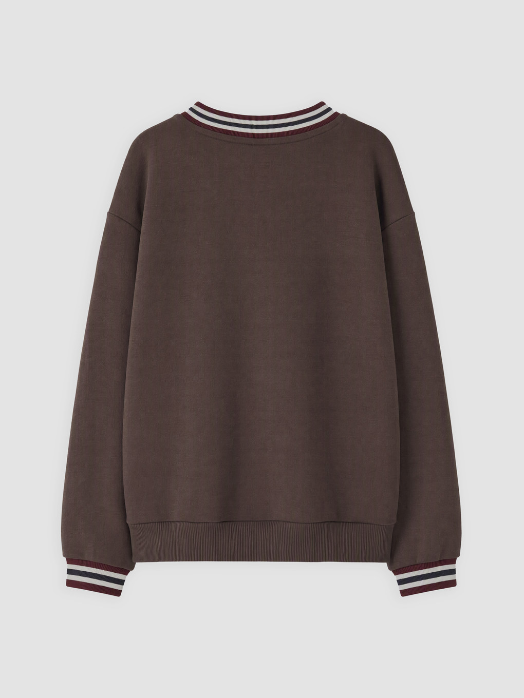 Kahverengi V Yaka Baskılı Kız Çocuk Sweatshirt-1