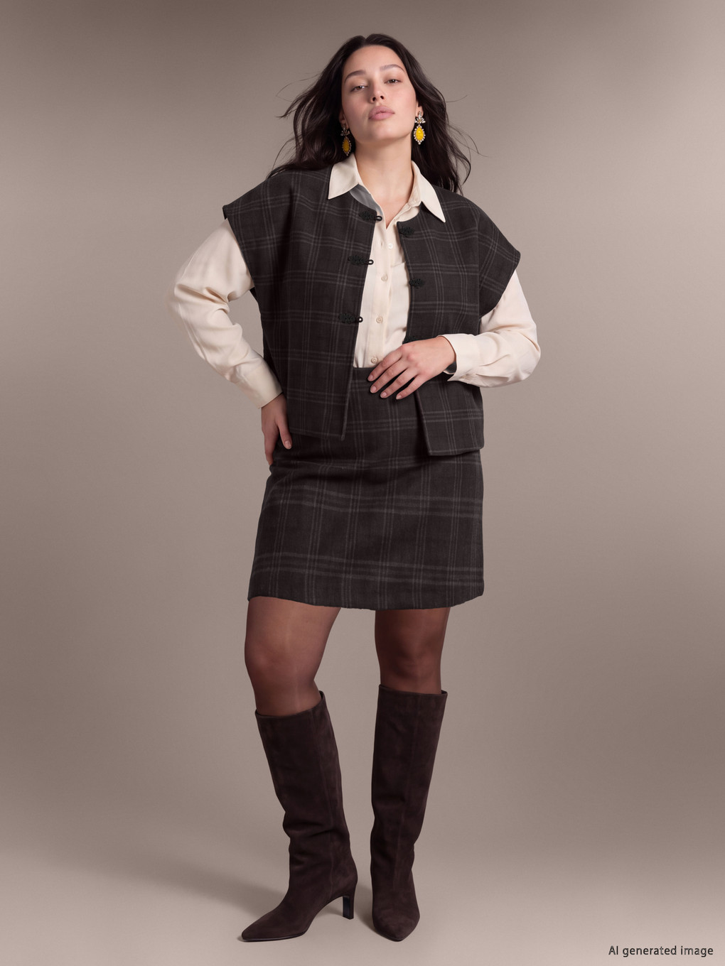 Plus Size Plaid Mini Skirt