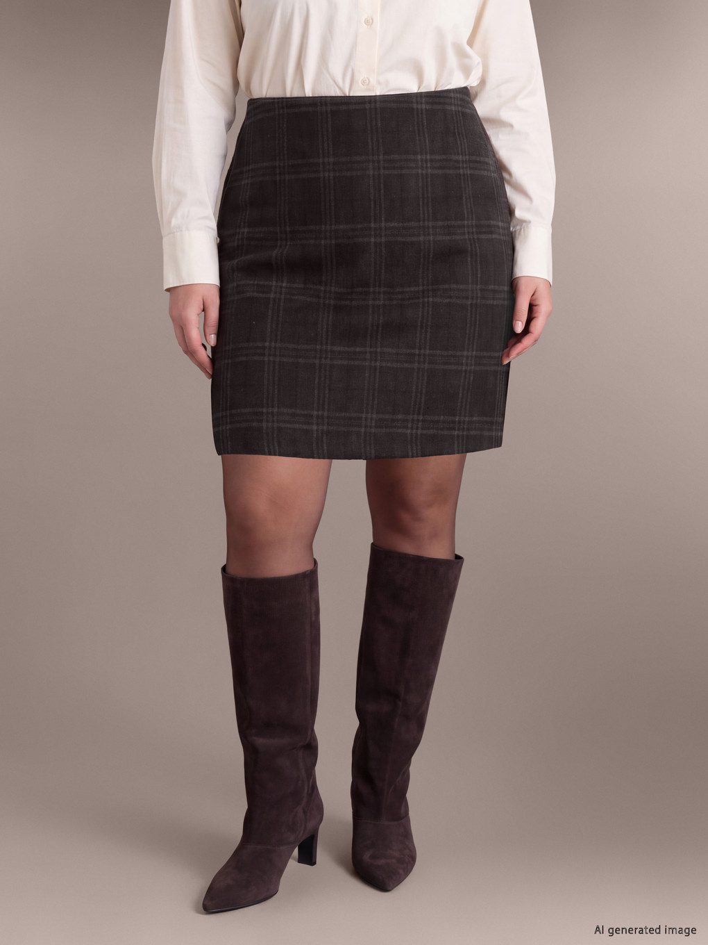 Plus Size Plaid Mini Skirt-1