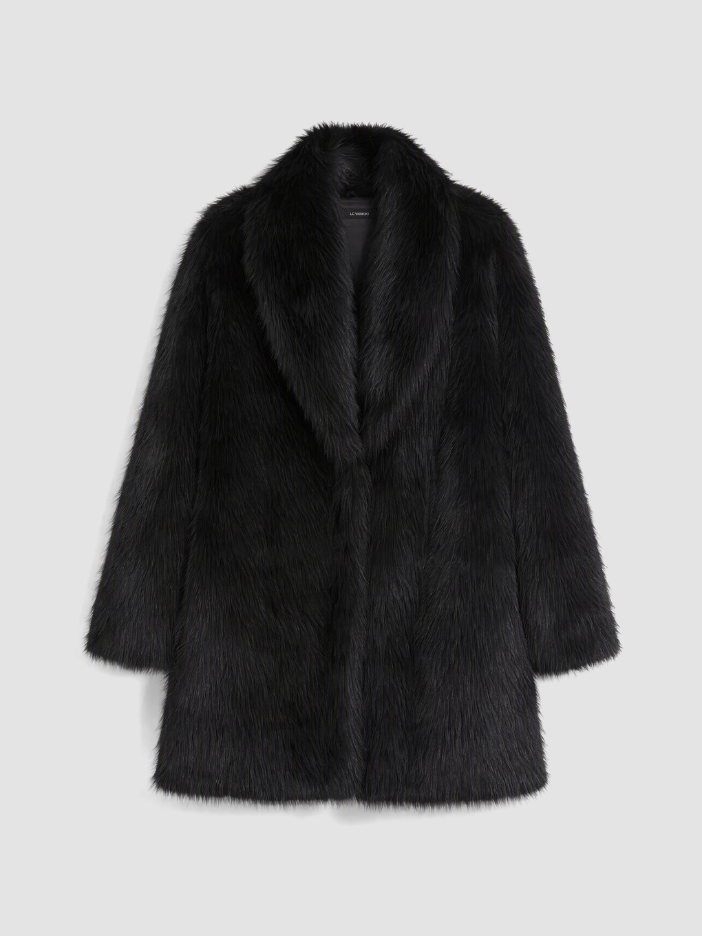 Woman Black Faux Fur Coat