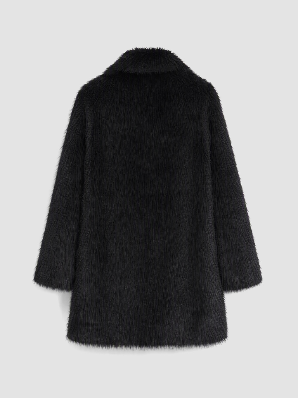 Woman Black Faux Fur Coat-3