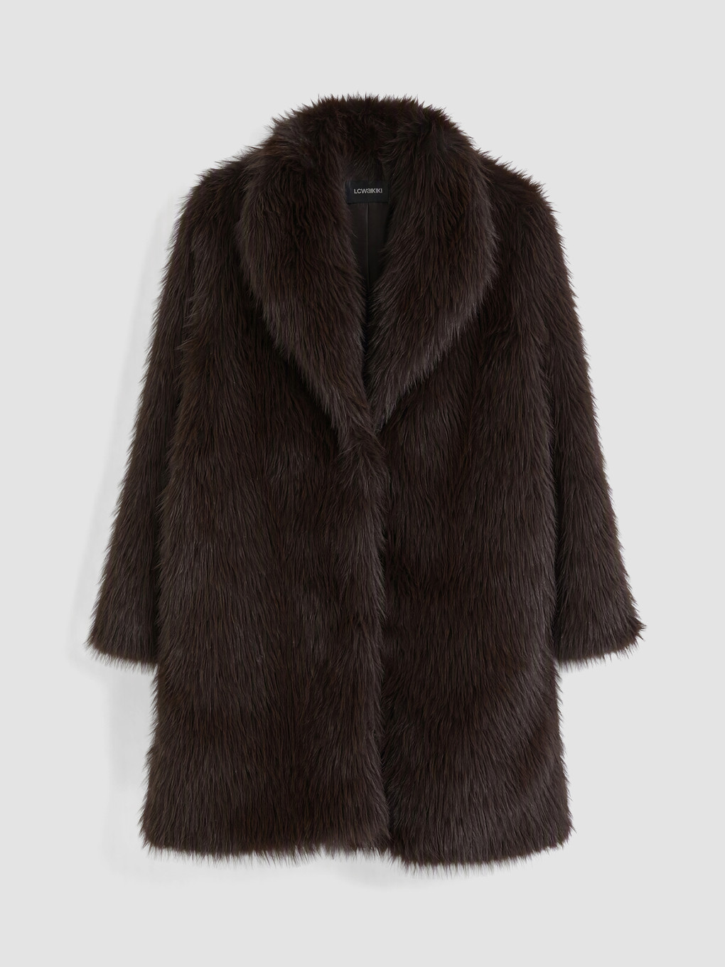 Woman Brown Faux Fur Coat