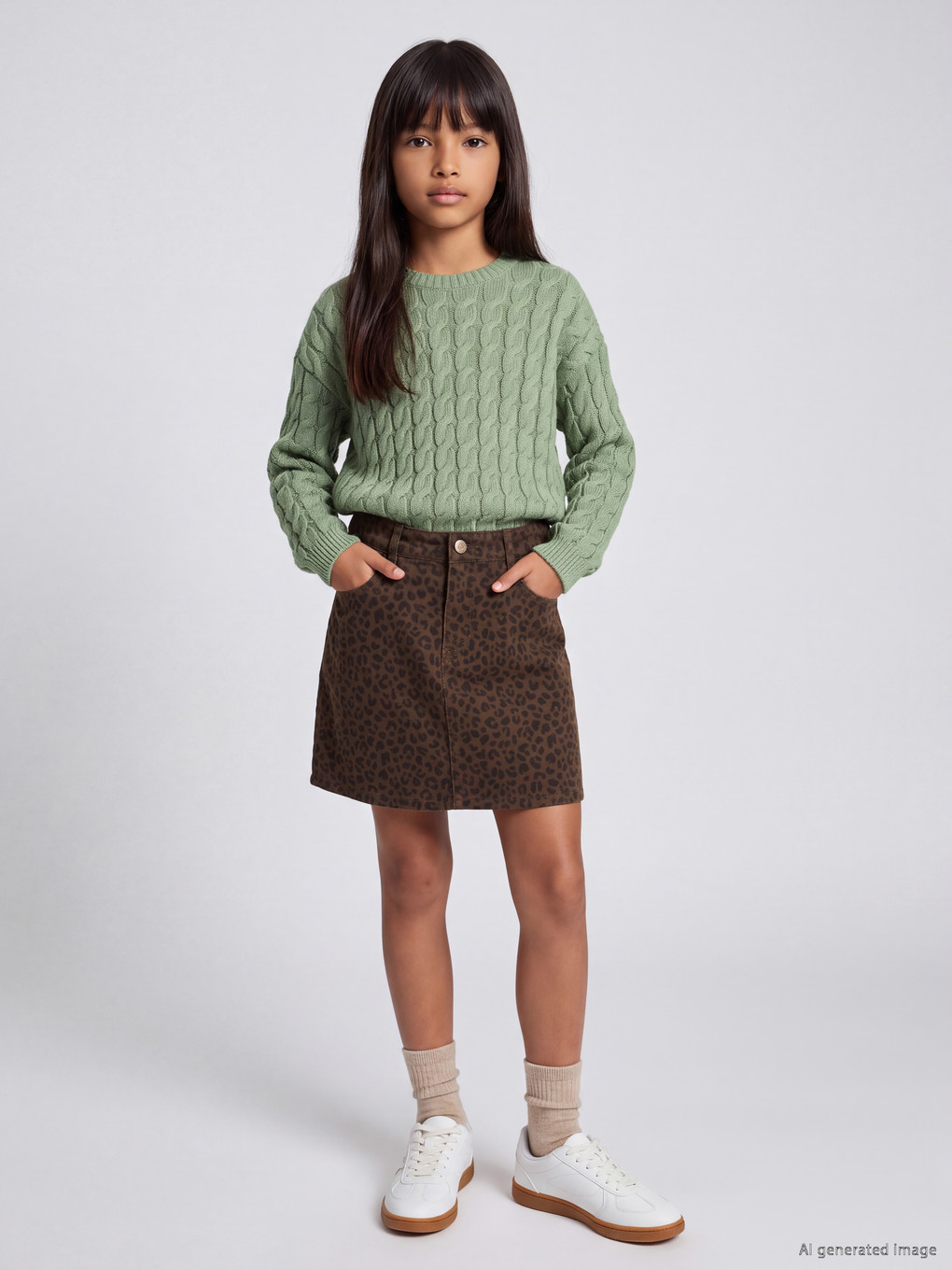 Teenage Girl Brown Skort-2