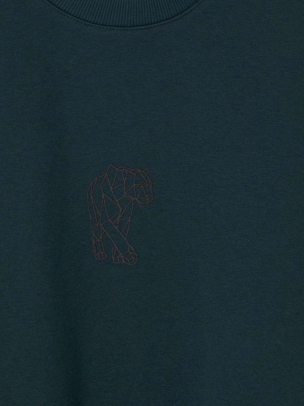 Yeşil Bisiklet Yaka Nakışlı Sweatshirt-2