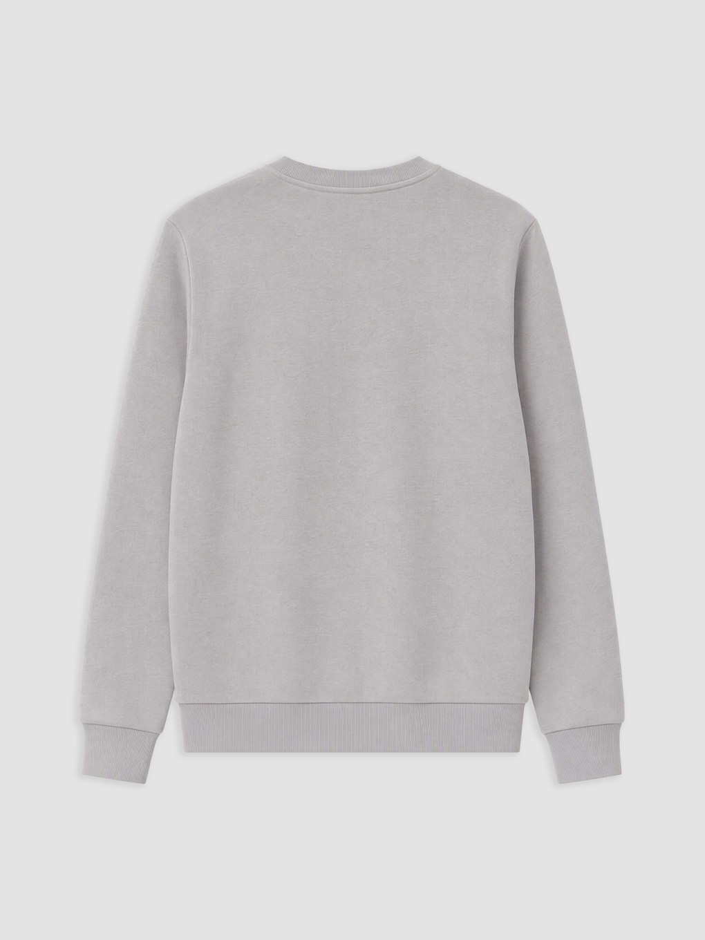 Gri Bisiklet Yaka Nakışlı Sweatshirt-1
