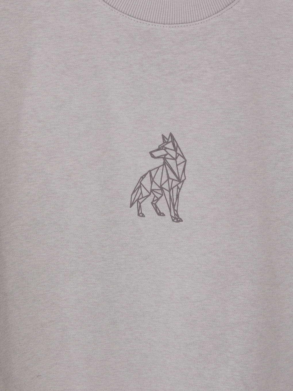 Gri Bisiklet Yaka Nakışlı Sweatshirt-2