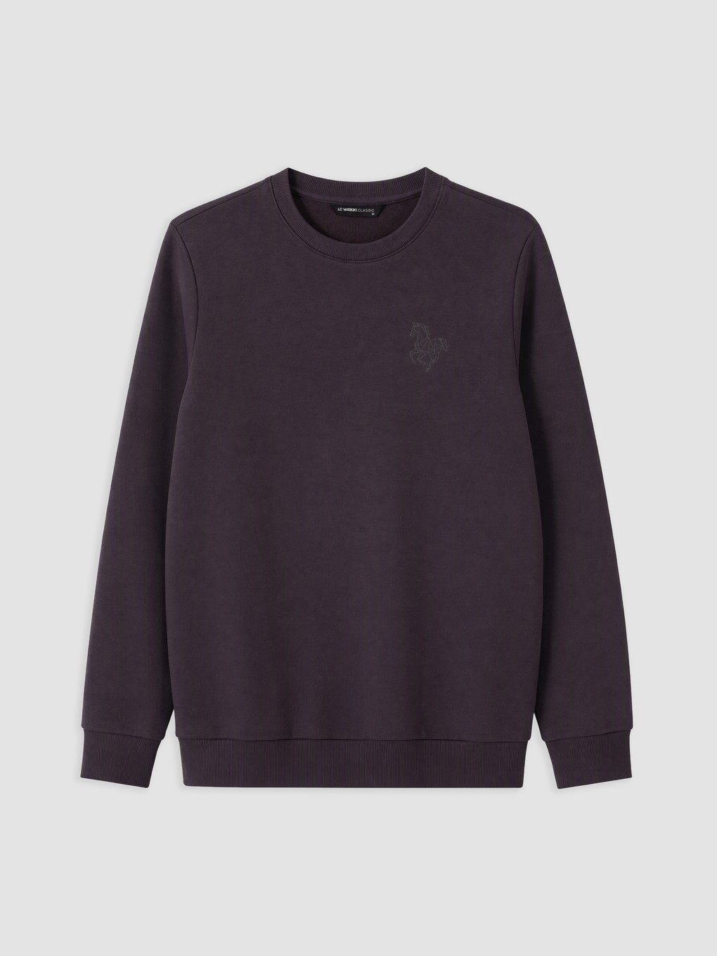 Mürdüm Bisiklet Yaka Nakışlı Sweatshirt