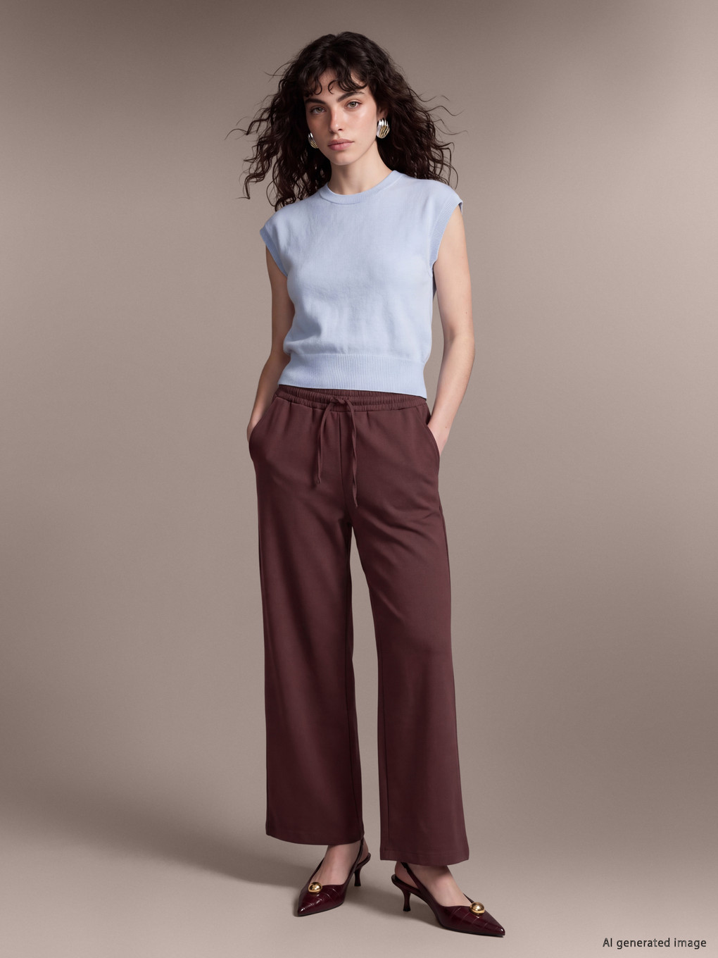 پانتۆڵ ره‌نگ شه‌رابی ژن