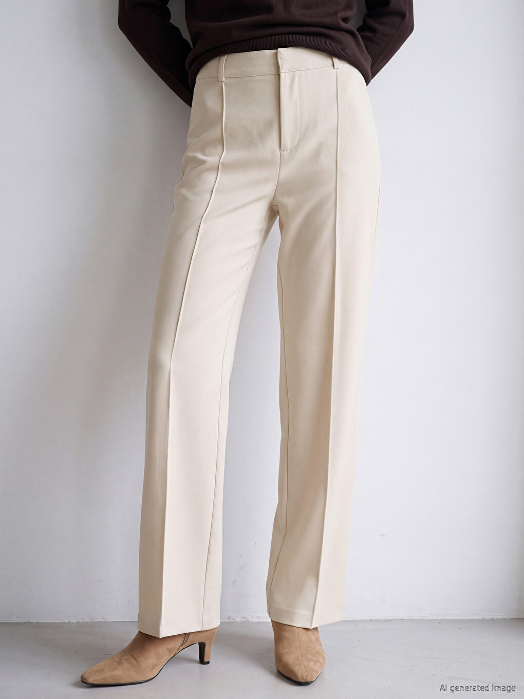 Bej Regular Fit Kadın Pantolon-1