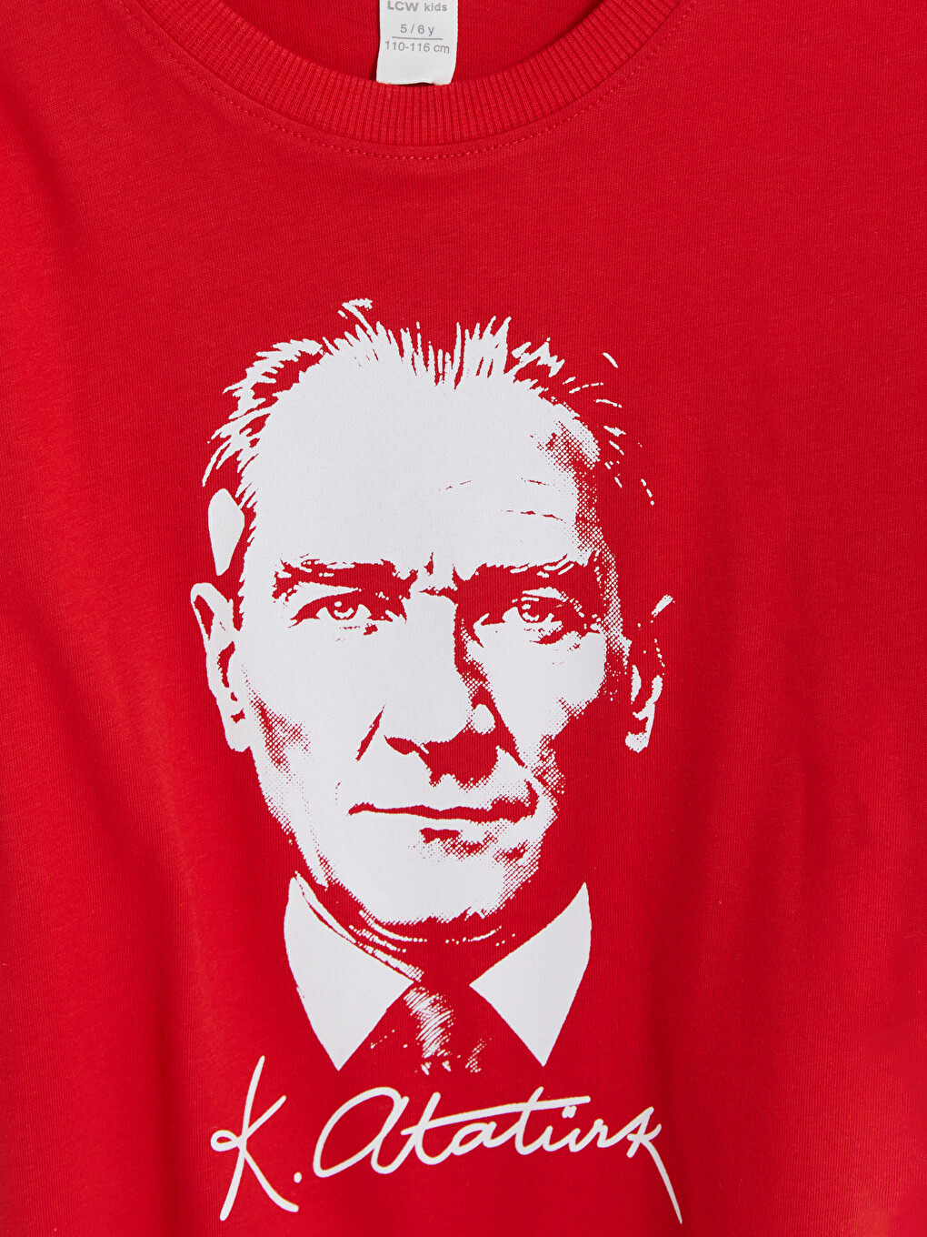 Kırmızı Atatürk Baskılı Erkek Çocuk Tişört-2