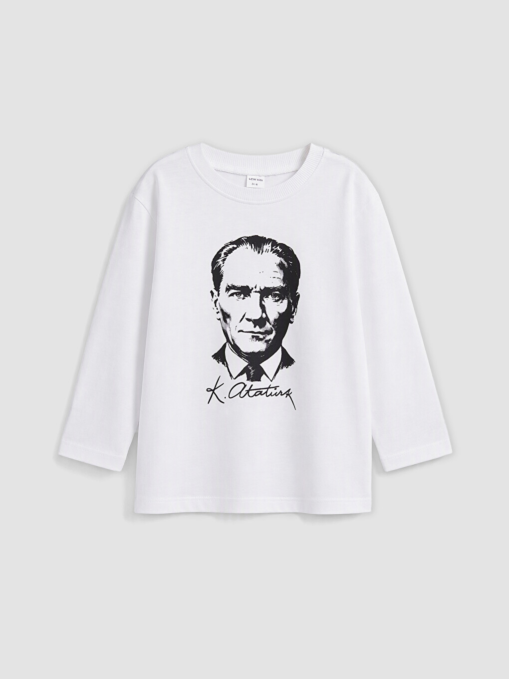 Beyaz Atatürk Baskılı Erkek Çocuk Tişört