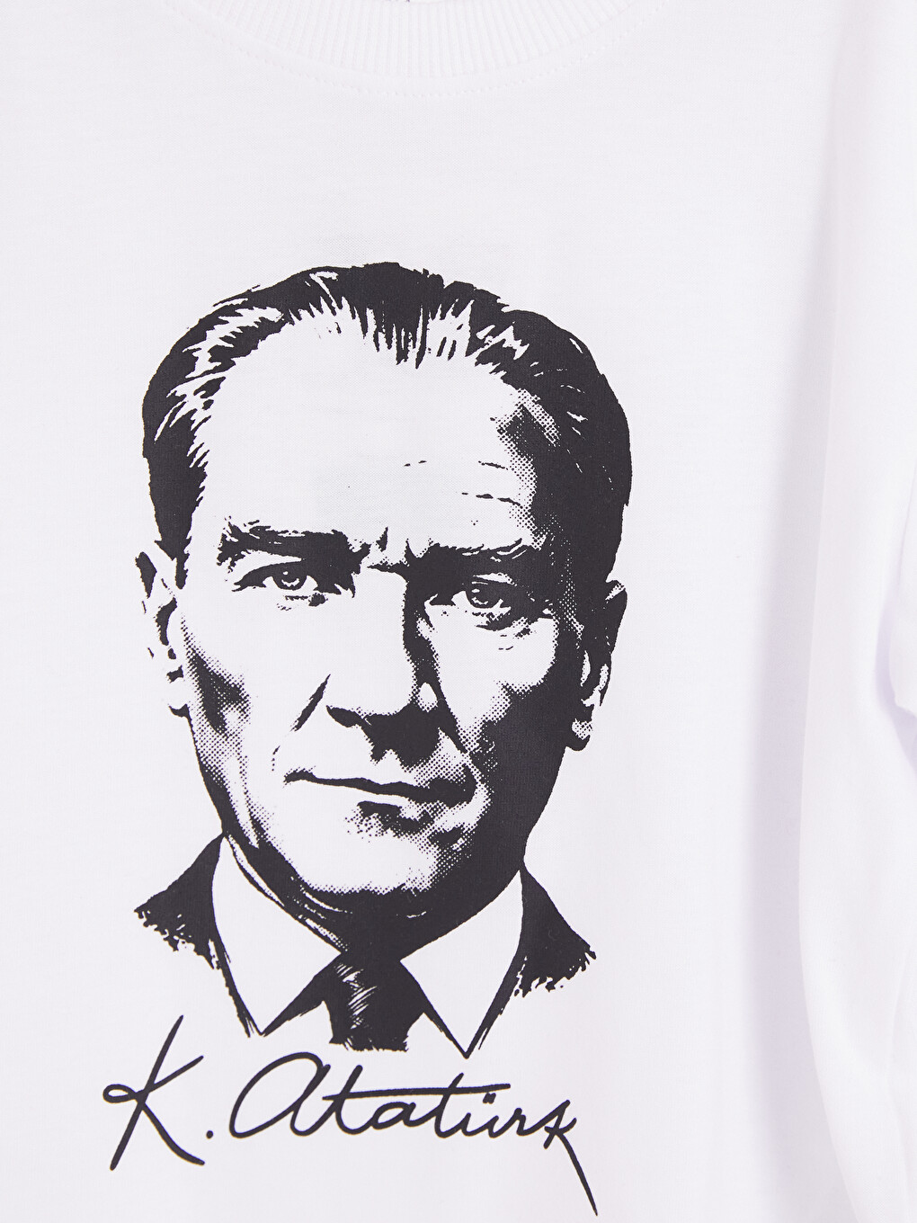 Beyaz Atatürk Baskılı Erkek Çocuk Tişört-1