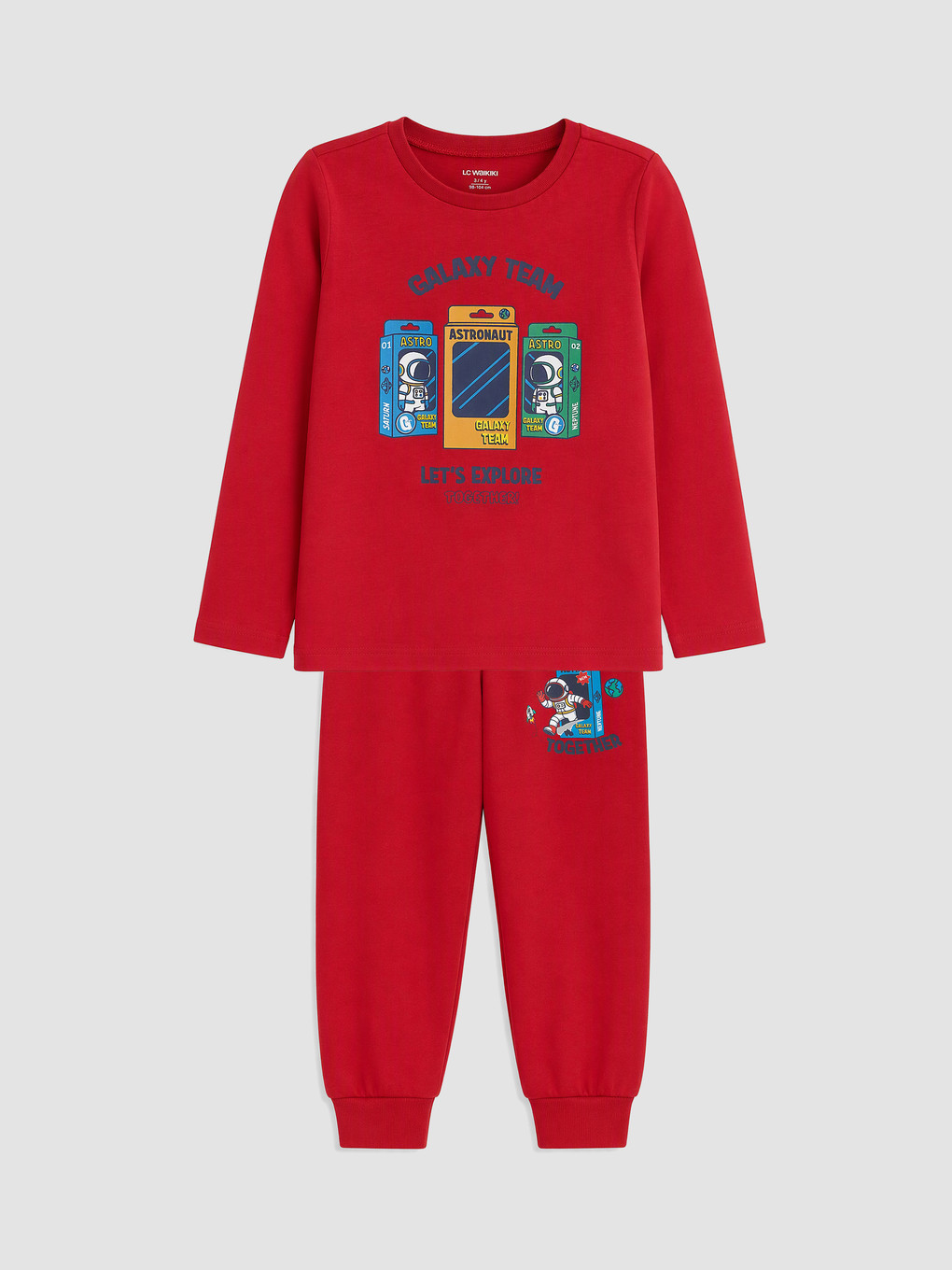 Kırmızı Baskılı Erkek Çocuk Pijama Takımı